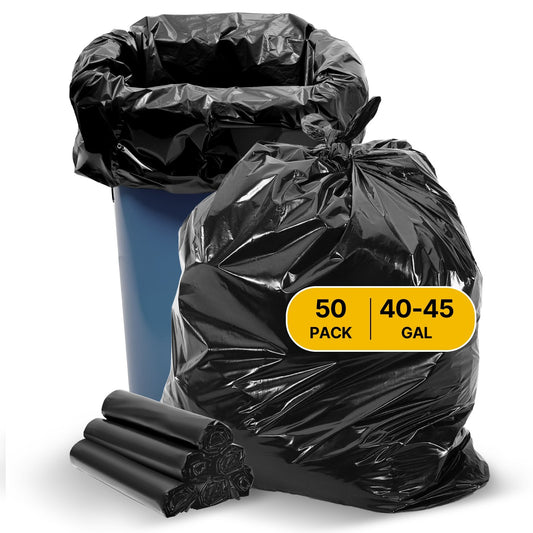 Contractor Trash Bags, 40-45 Gallon Heavy Duty Contractor Trash Bags, 1.7 MIL Thick Large Black Industrial Garbage Bag, Big Garbage Bag , For Commercial, Household And Industrial Use